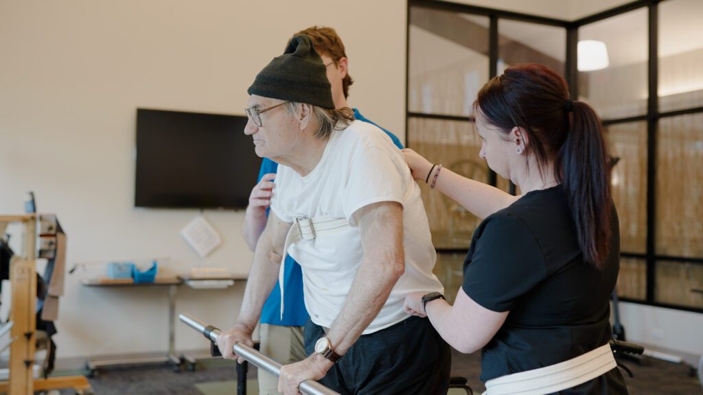 A long term care patient in physical therapy at BirchPointe